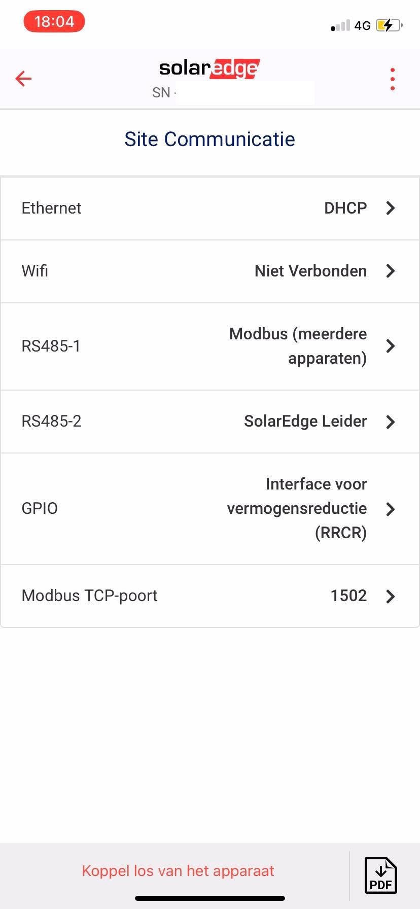 Modbus TCP Poort